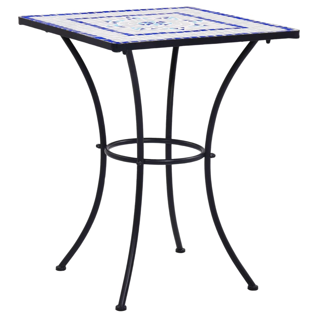 Mosaik-Bistrotisch Blau und Weiss 60 cm Keramik